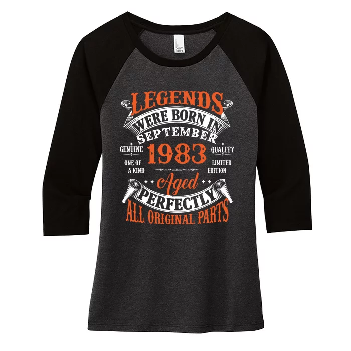 Legend 1983 Vintage 40th Birthday Born In september 1983 Women's Tri-Blend 3/4-Sleeve Raglan Shirt