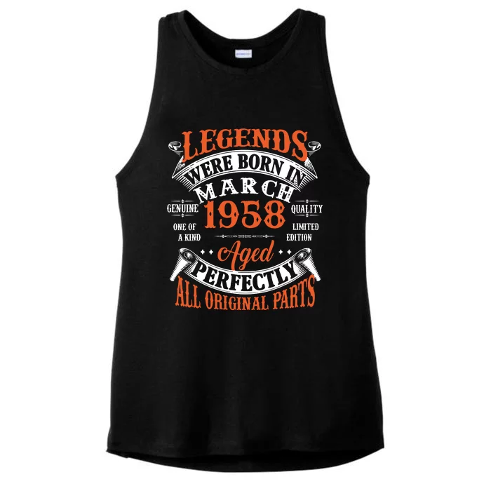 Legend 1958 Vintage 65th Birthday Born In march 1958 Ladies Tri-Blend Wicking Tank