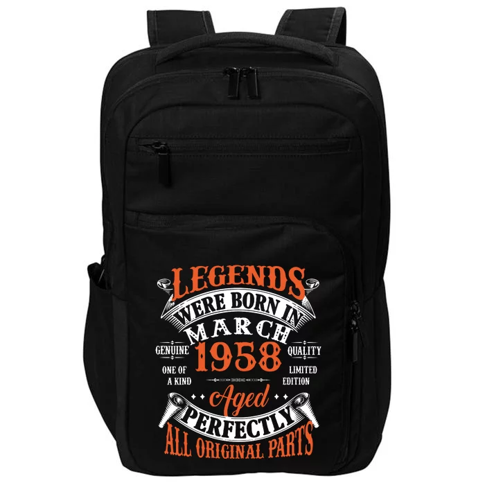 Legend 1958 Vintage 65th Birthday Born In march 1958 Impact Tech Backpack