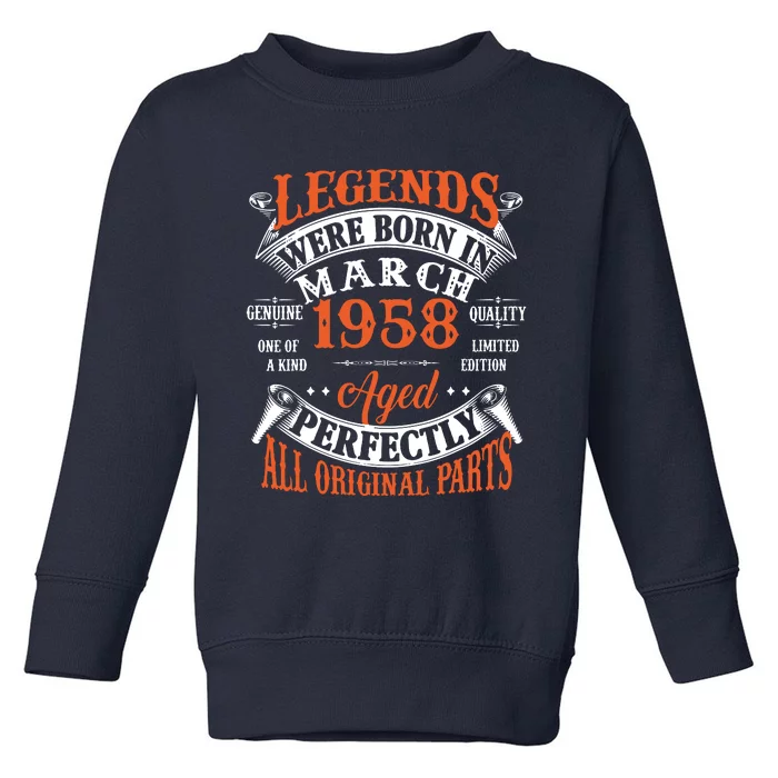 Legend 1958 Vintage 65th Birthday Born In march 1958 Toddler Sweatshirt