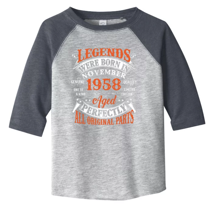 Legend 1958 Vintage 65th Birthday Born In November 1958 Toddler Fine Jersey T-Shirt