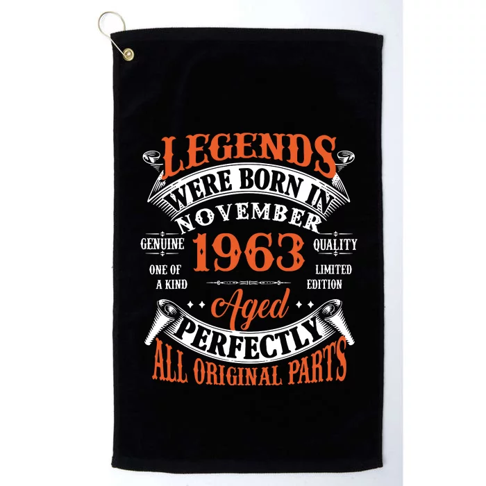 Legend 1963 Vintage 60th Birthday Born In November 1963 Platinum Collection Golf Towel