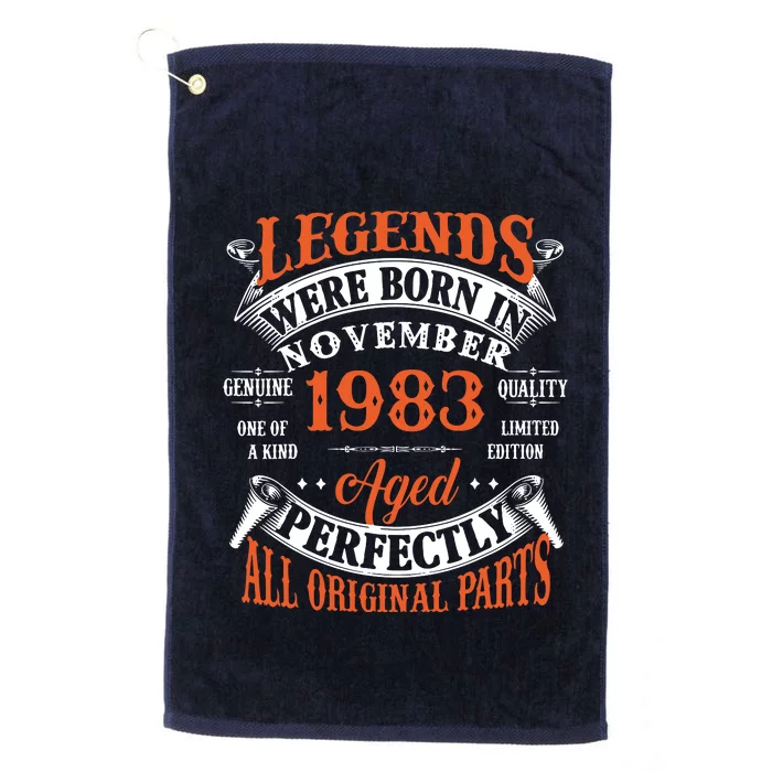 Legend 1983 Vintage 40th Birthday Born In November 1983 Platinum Collection Golf Towel