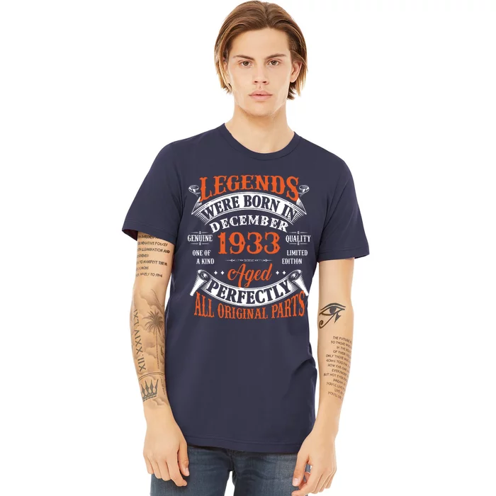 Legend 1933 Vintage 90th Birthday Born In December 1933 Premium T-Shirt