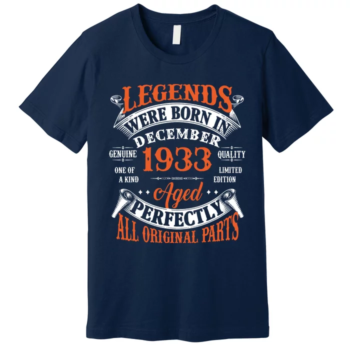 Legend 1933 Vintage 90th Birthday Born In December 1933 Premium T-Shirt