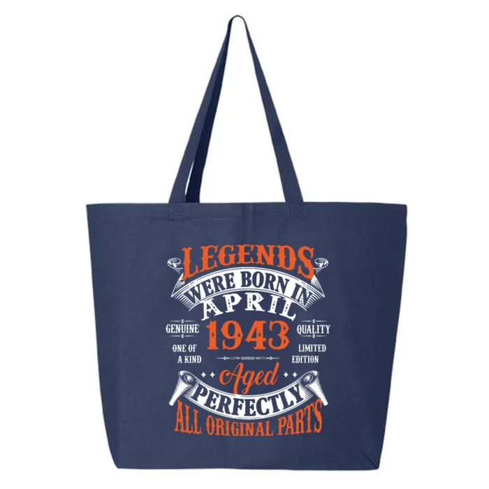 Legend 1943 Vintage 80th Birthday Born In april 1943 25L Jumbo Tote