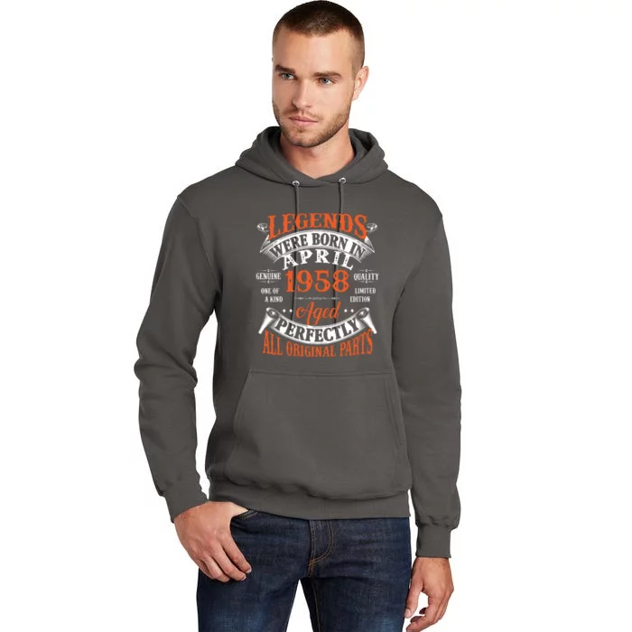 Legend 1958 Vintage 65th Birthday Born In april 1958 Tall Hoodie