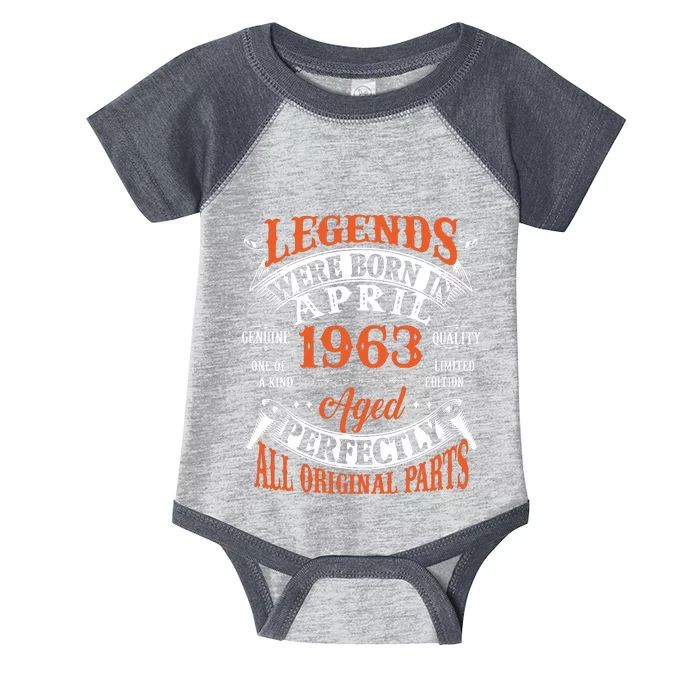 Legend 1963 Vintage 60th Birthday Born In april 1963 Infant Baby Jersey Bodysuit