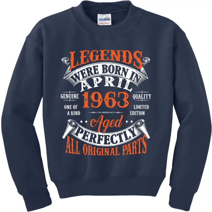 Legend 1963 Vintage 60th Birthday Born In april 1963 Kids Sweatshirt