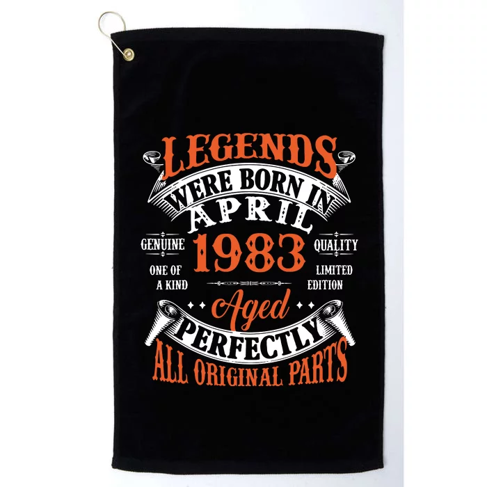 Legend 1983 Vintage 40th Birthday Born In april 1983 Platinum Collection Golf Towel