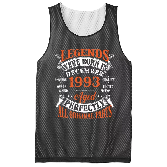 Legend 1993 Vintage 30th Birthday Born In December 1993 Mesh Reversible Basketball Jersey Tank