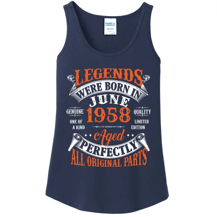 Legend 1958 Vintage 65th Birthday Born In June 1958 Ladies Essential Tank