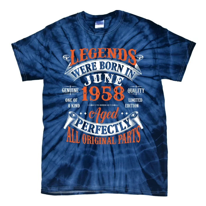 Legend 1958 Vintage 65th Birthday Born In June 1958 Tie-Dye T-Shirt