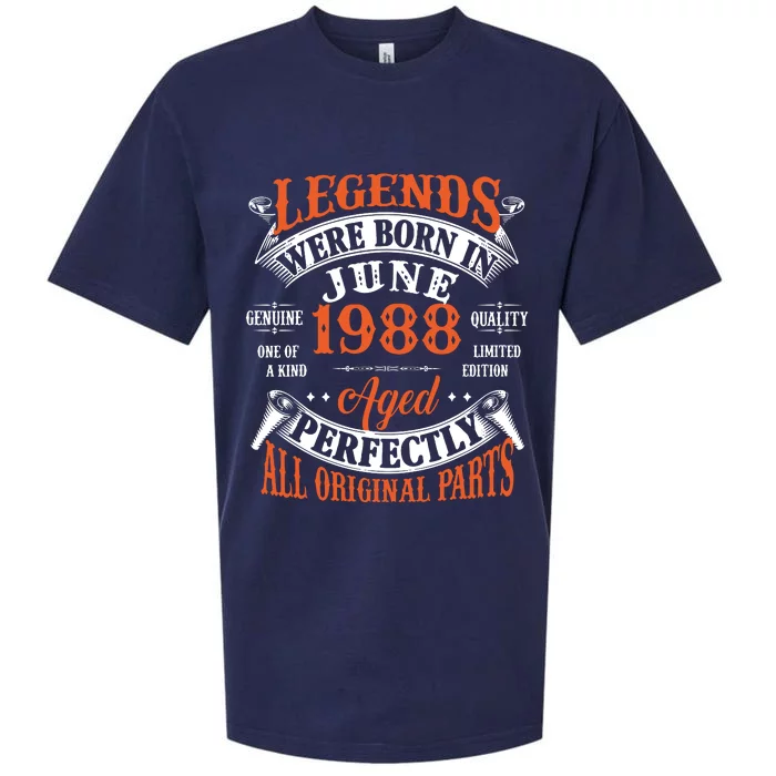 Legend 1988 Vintage 35th Birthday Born In June 1988 Sueded Cloud Jersey T-Shirt