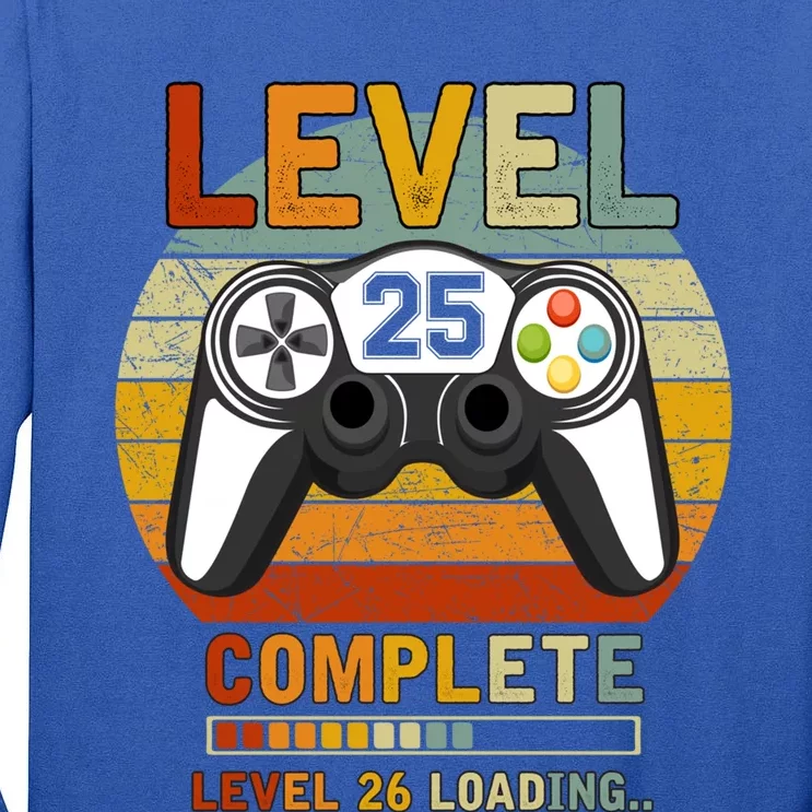 Level 25 Complete Level 26 Loading Gamers 25th Birthday Gift Tall Long Sleeve T-Shirt