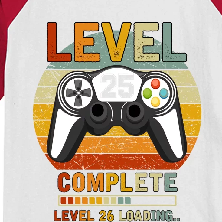 Level 25 Complete Level 26 Loading Gamers 25th Birthday Gift Kids Colorblock Raglan Jersey