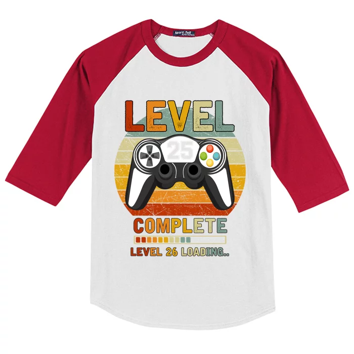 Level 25 Complete Level 26 Loading Gamers 25th Birthday Gift Kids Colorblock Raglan Jersey