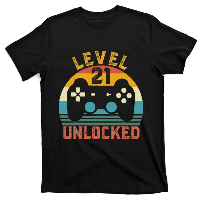 Level 21 Complete Vintage Video Gamer 21st Birthday Gift T-Shirt