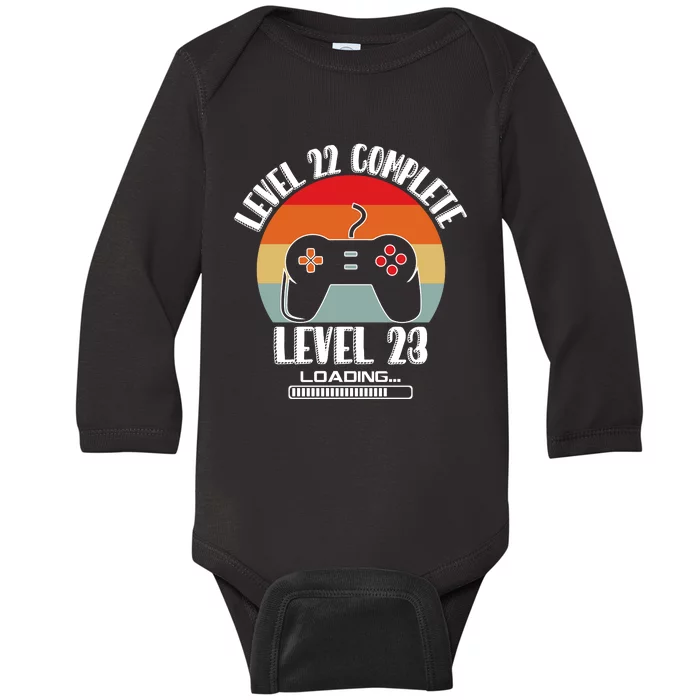 Level 22 Complete Level 23 Loading Vintage Birthday Video Game Baby Long Sleeve Bodysuit