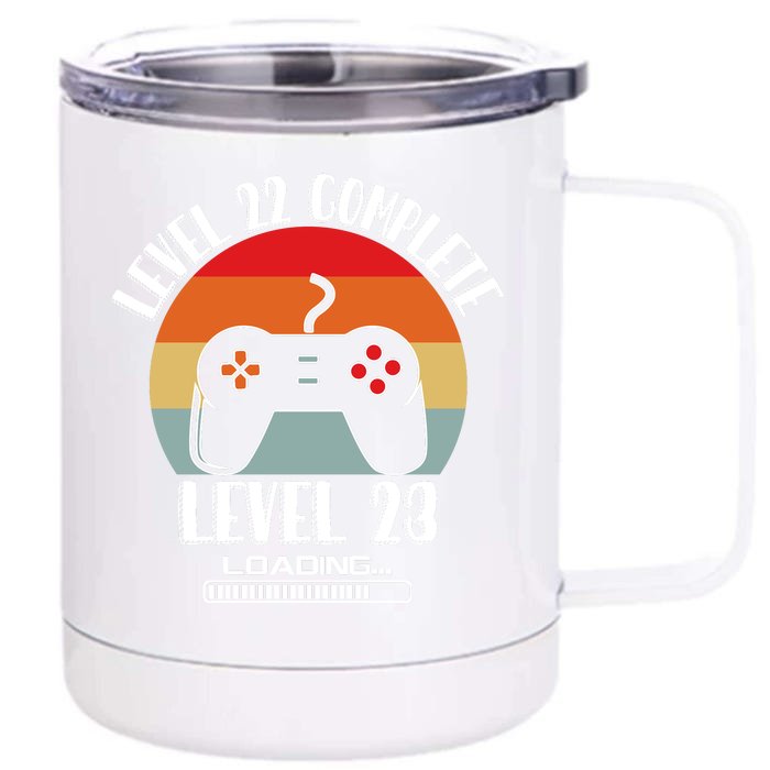 Level 22 Complete Level 23 Loading Vintage Birthday Video Game Front & Back 12oz Stainless Steel Tumbler Cup