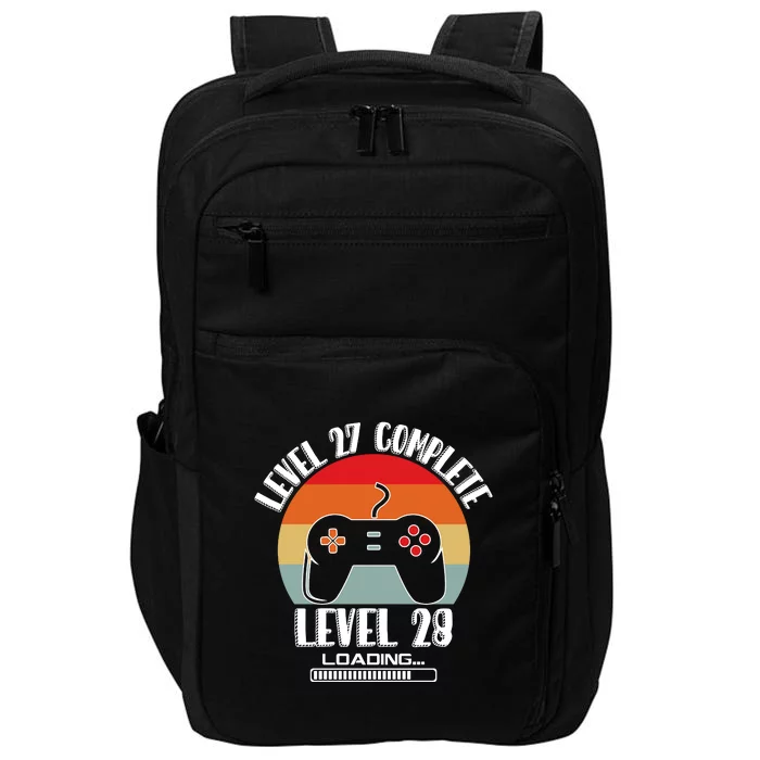 Level 27 Complete Level 28 Loading Vintage Birthday Video Game Impact Tech Backpack