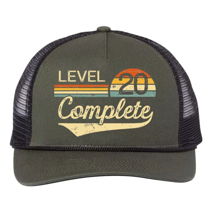 Level 20 Complete Vintage 20th Wedding Anniversary Retro Rope Trucker Hat Cap