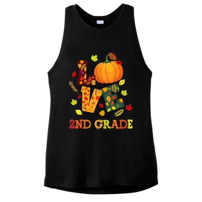 Love 2nd Grade Happy Fall Yall Autumn Teacher Student Gift Ladies Tri-Blend Wicking Tank