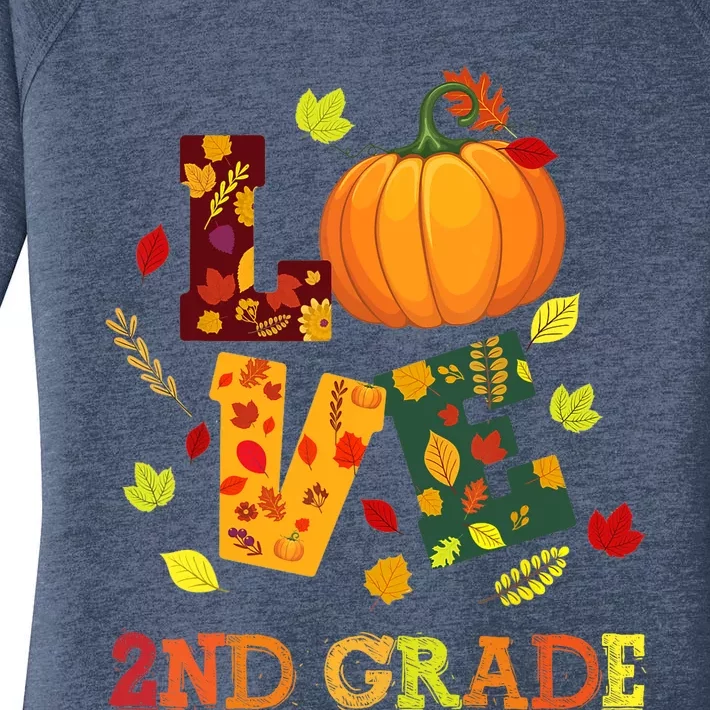 Love 2nd Grade Happy Fall Yall Autumn Teacher Student Gift Women's Perfect Tri Tunic Long Sleeve Shirt