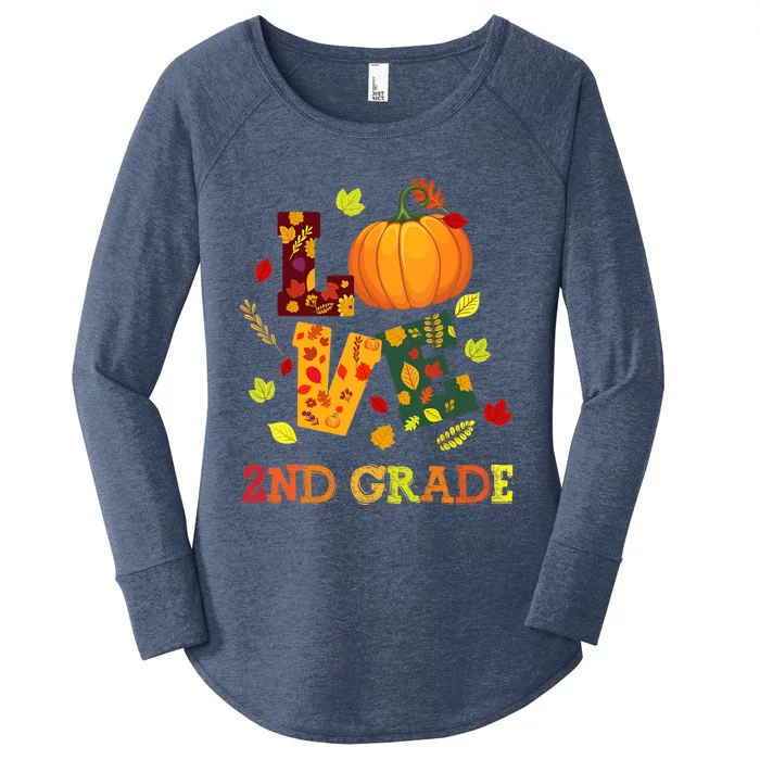 Love 2nd Grade Happy Fall Yall Autumn Teacher Student Gift Women's Perfect Tri Tunic Long Sleeve Shirt