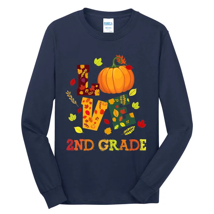 Love 2nd Grade Happy Fall Yall Autumn Teacher Student Gift Tall Long Sleeve T-Shirt