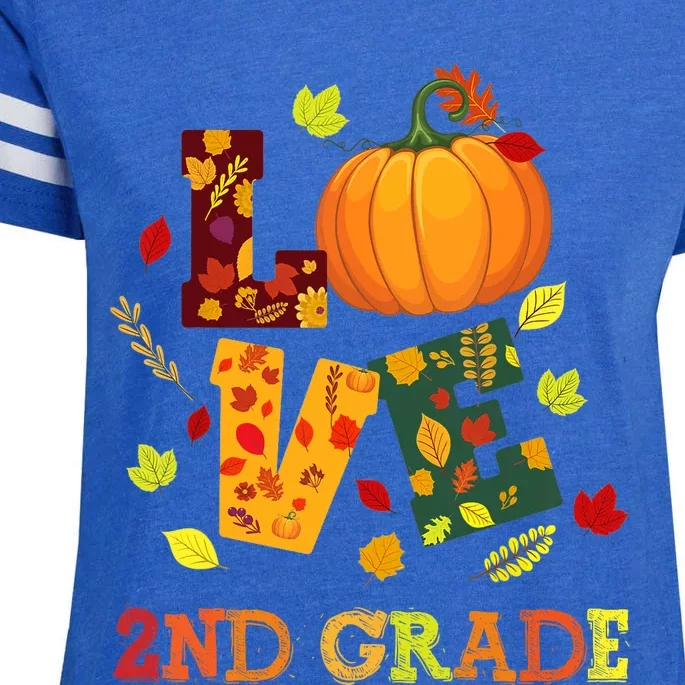 Love 2nd Grade Happy Fall Yall Autumn Teacher Student Gift Enza Ladies Jersey Football T-Shirt