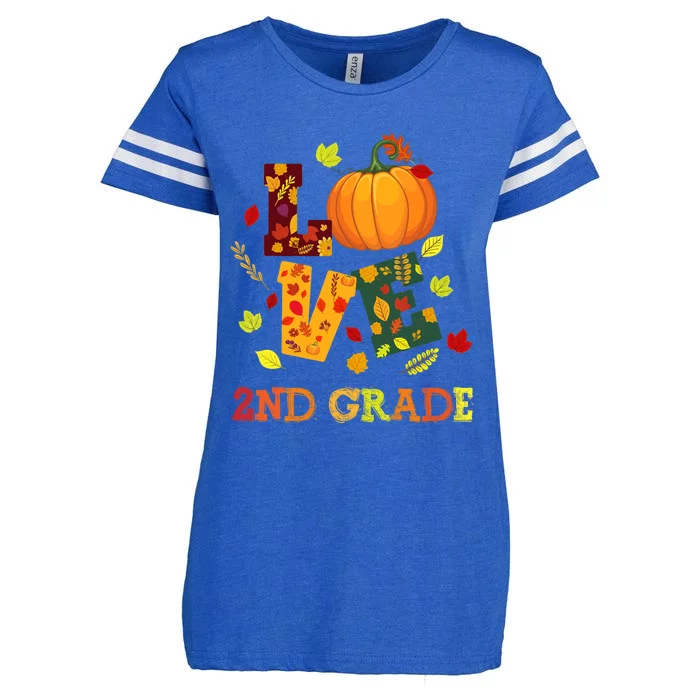 Love 2nd Grade Happy Fall Yall Autumn Teacher Student Gift Enza Ladies Jersey Football T-Shirt