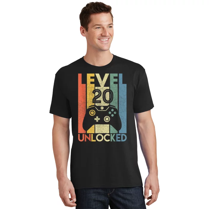 Level 20 Unlocked Shirt Funny Video Gamer 20th Birthday Gift T-Shirt