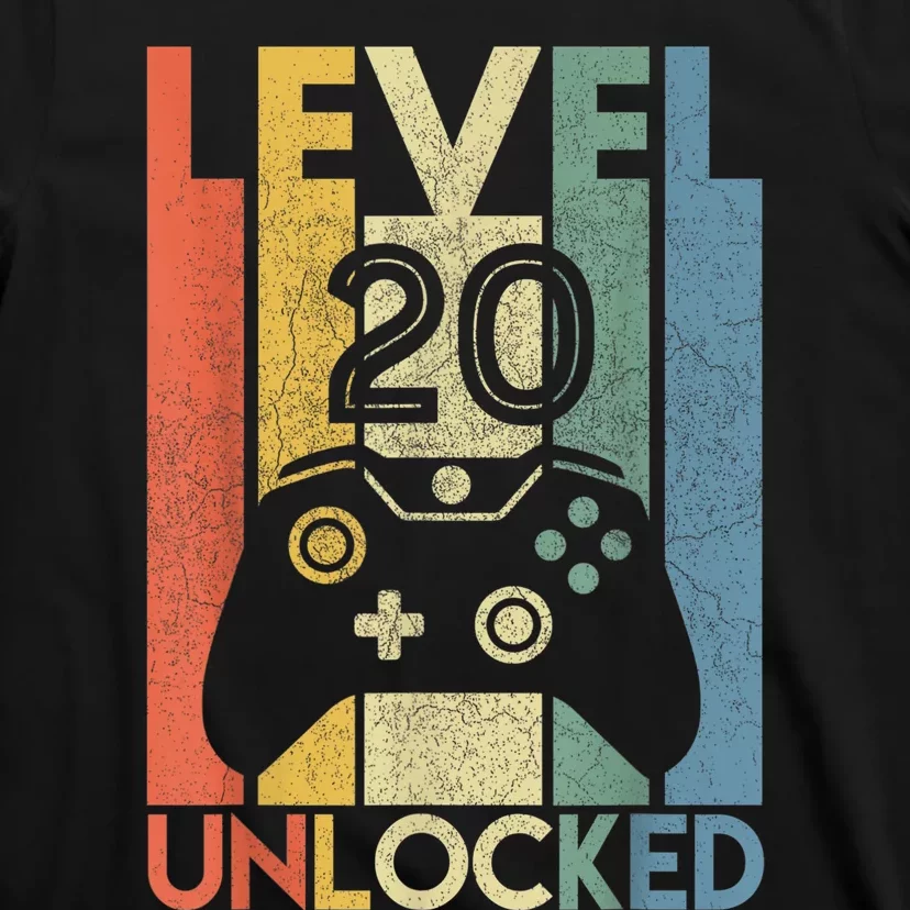 Level 20 Unlocked Shirt Funny Video Gamer 20th Birthday Gift T-Shirt