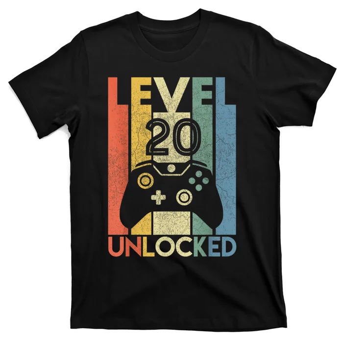 Level 20 Unlocked Shirt Funny Video Gamer 20th Birthday Gift T-Shirt