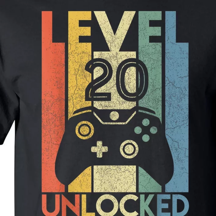 Level 20 Unlocked Shirt Funny Video Gamer 20th Birthday Gift Tall T-Shirt