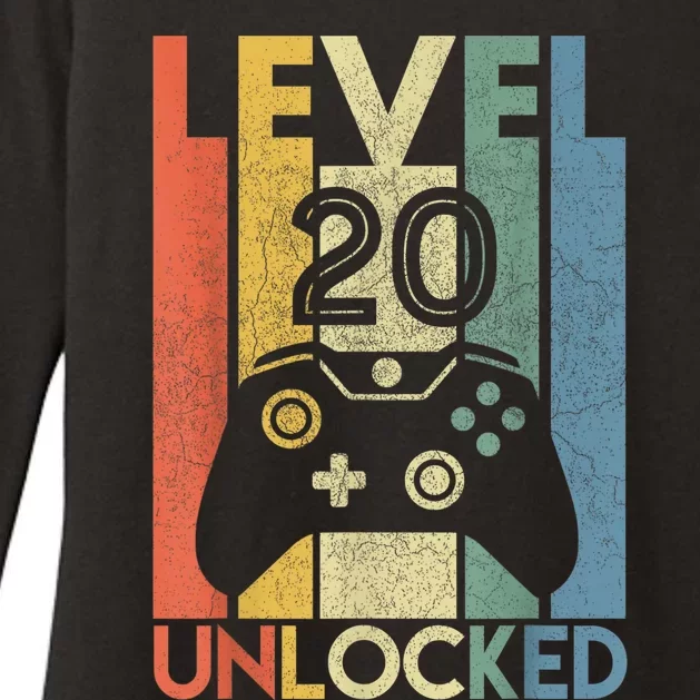 Level 20 Unlocked Shirt Funny Video Gamer 20th Birthday Gift Womens CVC Long Sleeve Shirt