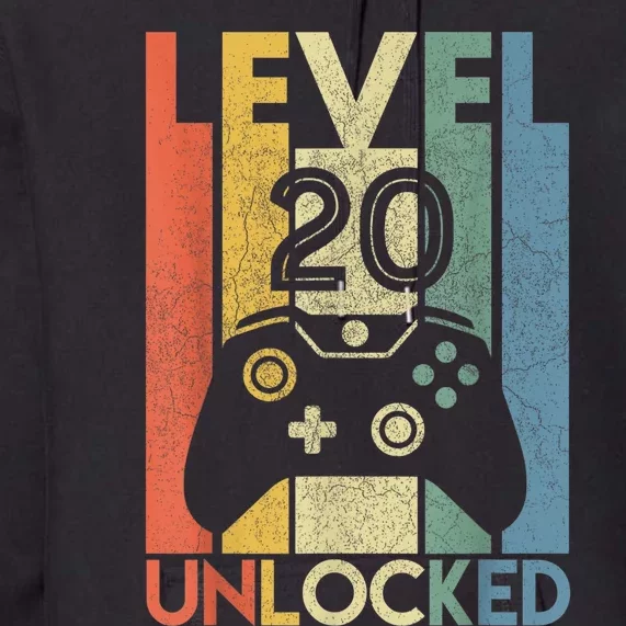 Level 20 Unlocked Shirt Funny Video Gamer 20th Birthday Gift Premium Hoodie