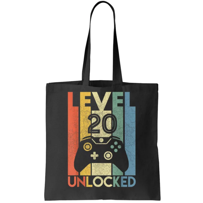 Level 20 Unlocked Shirt Funny Video Gamer 20th Birthday Gift Tote Bag