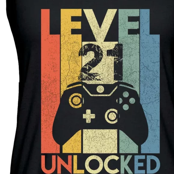 Level 21 Unlocked Awesome Video Game 21 Birthday Gift Ladies Essential Flowy Tank