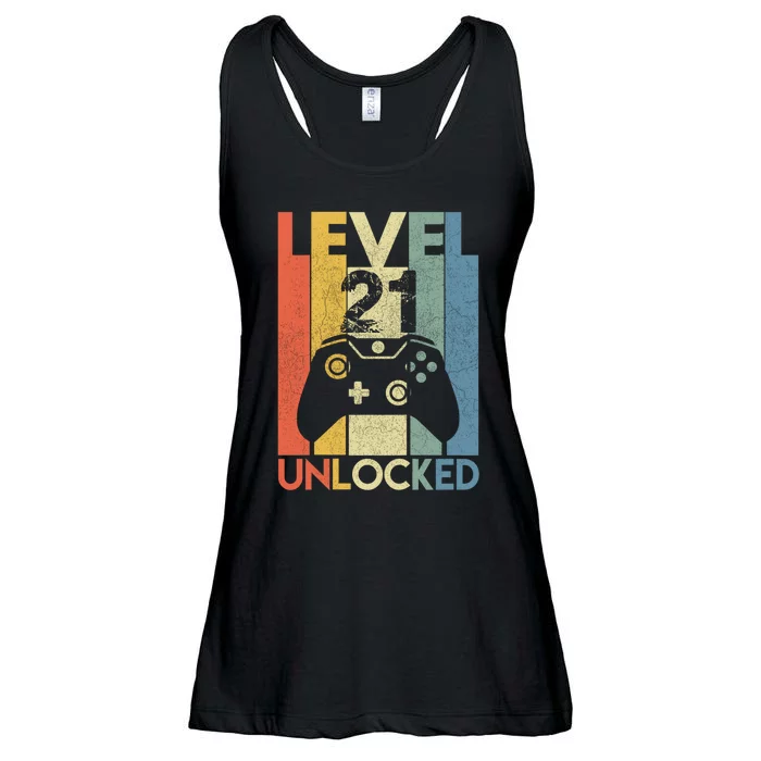 Level 21 Unlocked Awesome Video Game 21 Birthday Gift Ladies Essential Flowy Tank