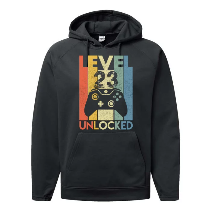 Level 23 Unlocked Awesome Video Game 23 Birthday Gift Performance Fleece Hoodie