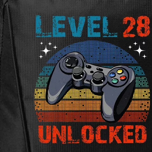 Level 28 Unlocked Video Gamer 28th Birthday Gifts City Backpack