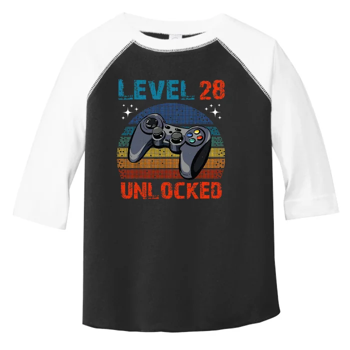 Level 28 Unlocked Video Gamer 28th Birthday Gifts Toddler Fine Jersey T-Shirt