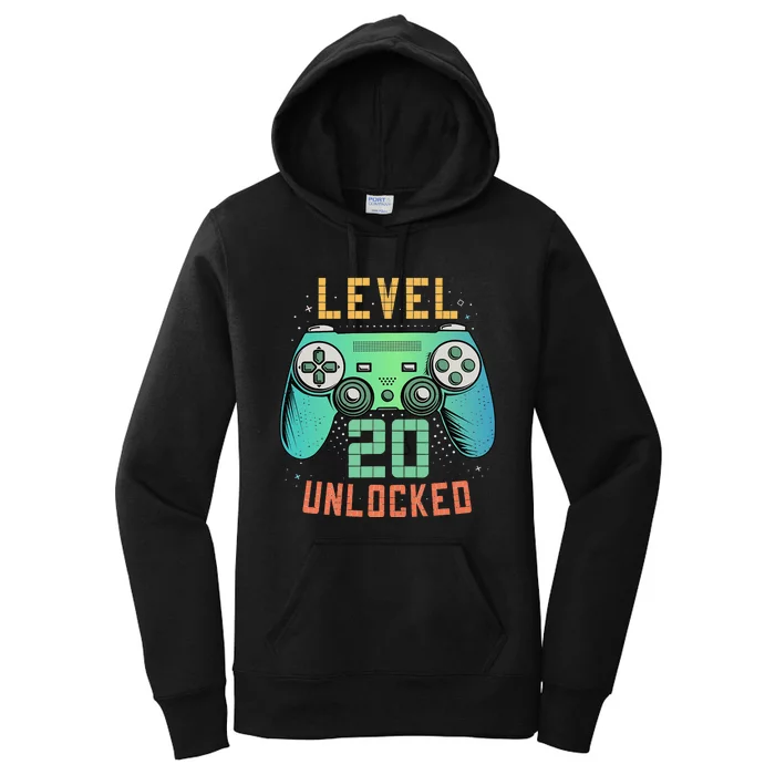 Level 20 Unlocked 20th Birthday Gamer Gifts 20 Year Old Male Women's Pullover Hoodie