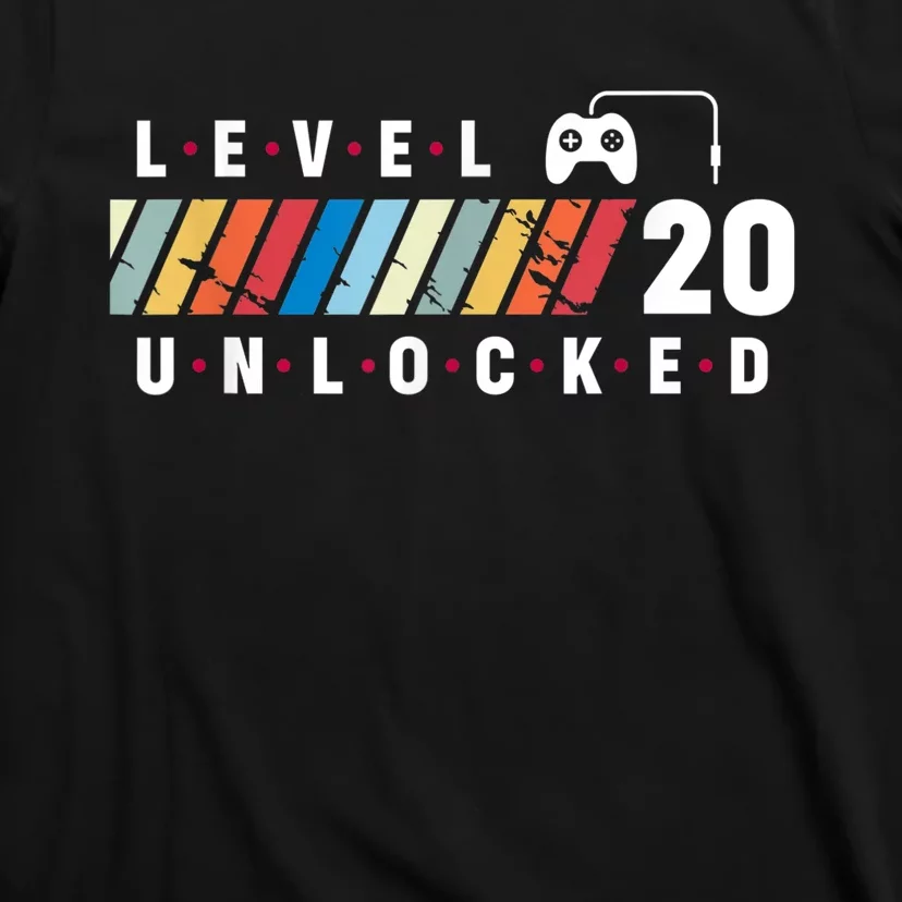 Level 20 Unlocked 20 Year Old Video Game Party 20th Birthday T-Shirt