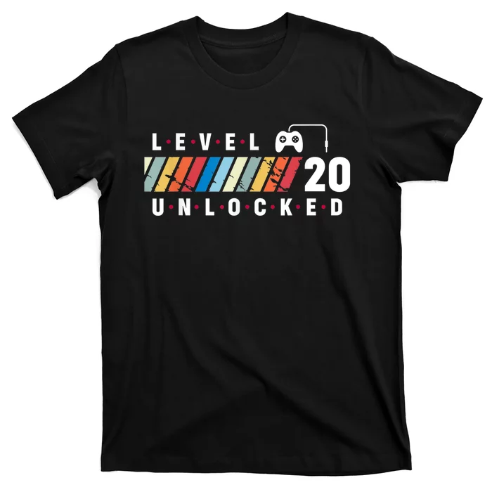 Level 20 Unlocked 20 Year Old Video Game Party 20th Birthday T-Shirt