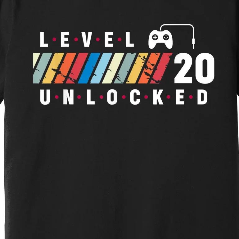 Level 20 Unlocked 20 Year Old Video Game Party 20th Birthday Premium T-Shirt