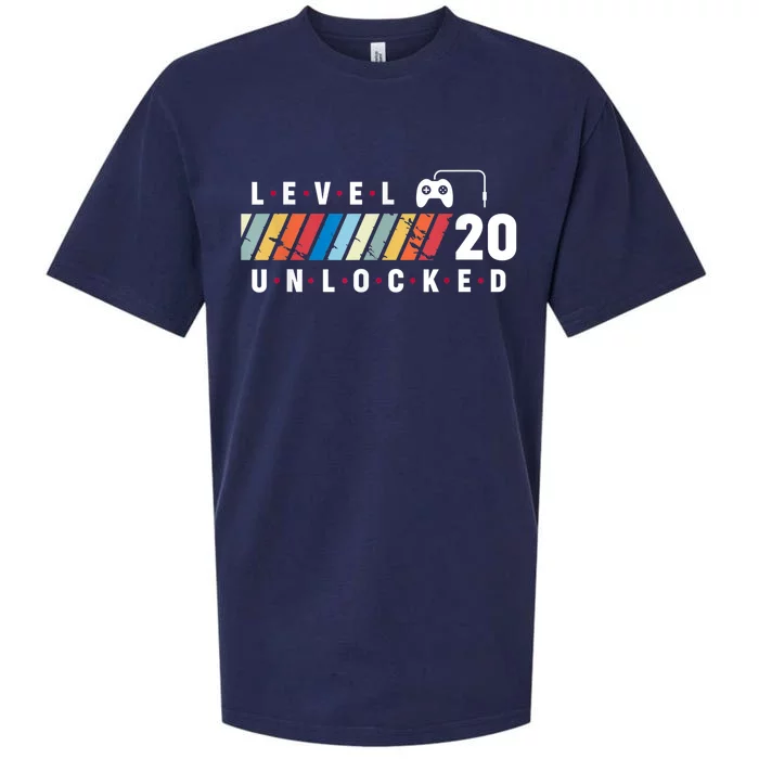 Level 20 Unlocked 20 Year Old Video Game Party 20th Birthday Sueded Cloud Jersey T-Shirt