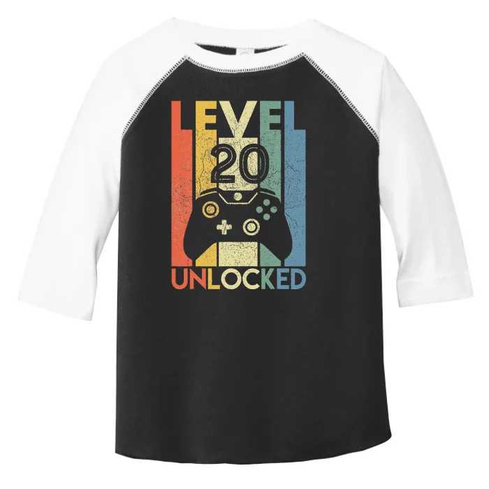 Level 20 Unlocked Funny Video Gamer 20th Birthday Gift Toddler Fine Jersey T-Shirt